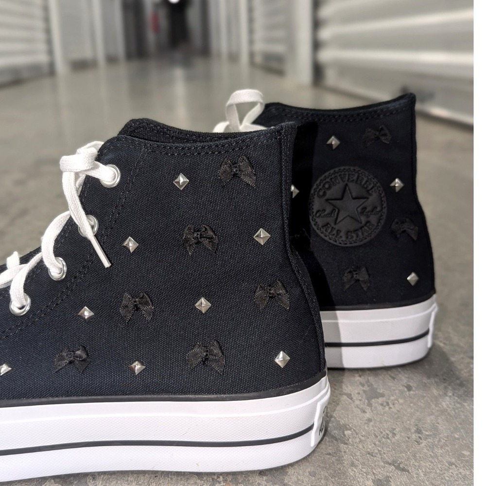 Goth Studded Platform Sneakers Converse Chuck Taylor Lift Hi Women's 10 NWOB